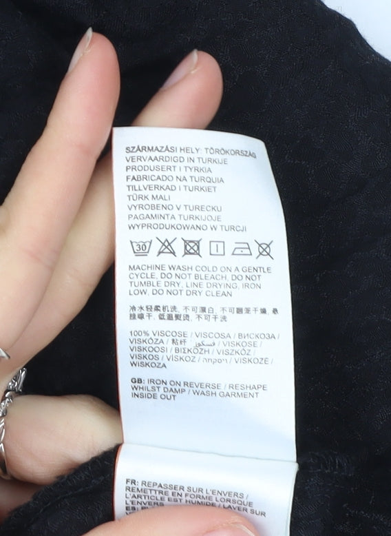 Superdry Womens Black Size 8 Cropped Wide-Leg Viscose Trousers