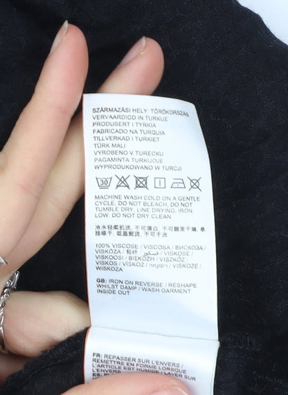 Superdry Womens Black Size 8 Cropped Wide-Leg Viscose Trousers