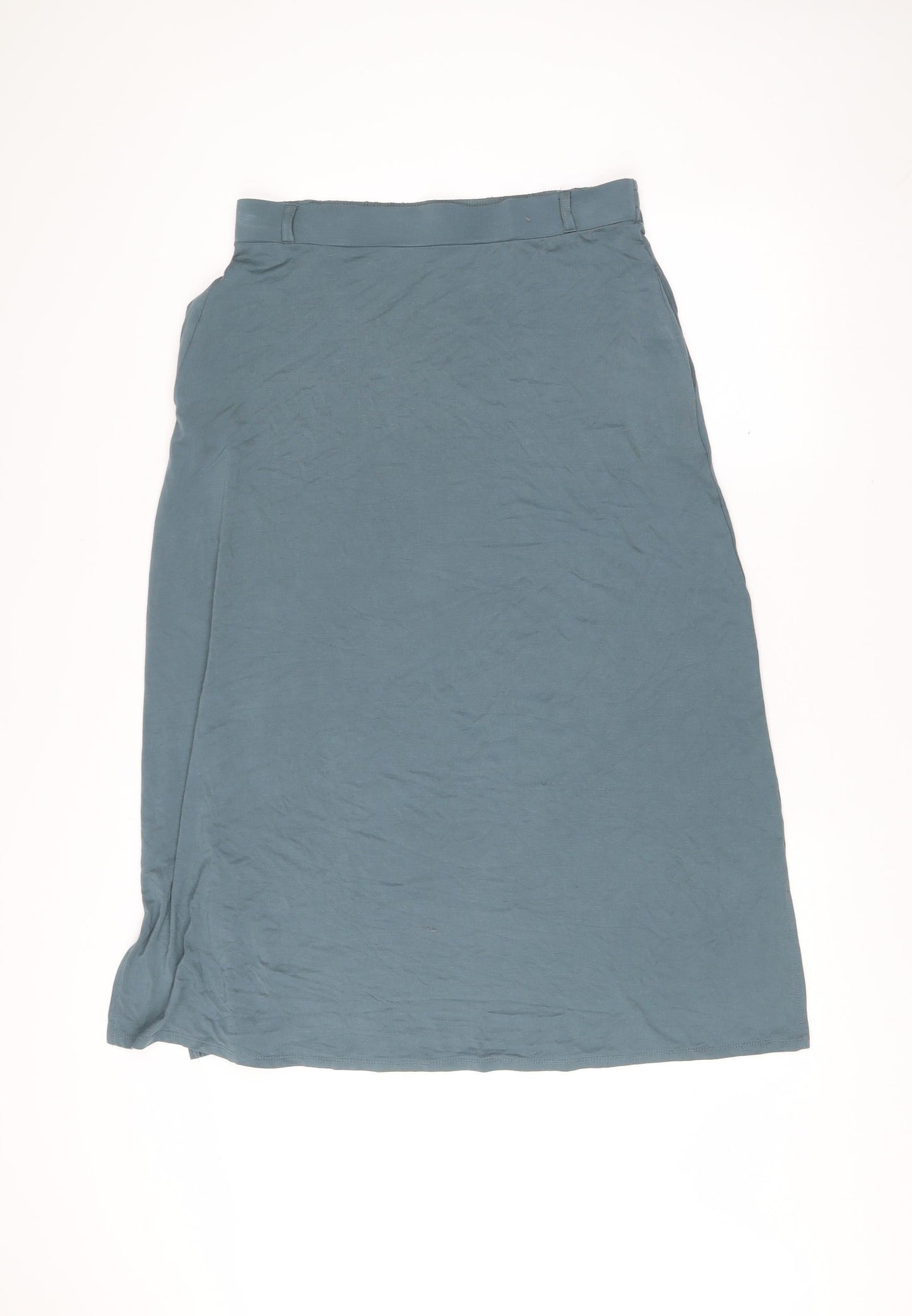 Woolovers Women Blue Midi Straight Skirt M Viscose Elastane