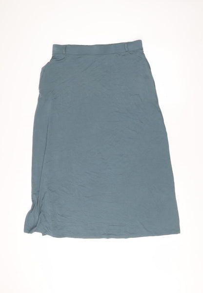 Woolovers Women Blue Midi Straight Skirt M Viscose Elastane