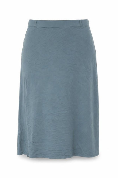 Woolovers Women Blue Midi Straight Skirt M Viscose Elastane