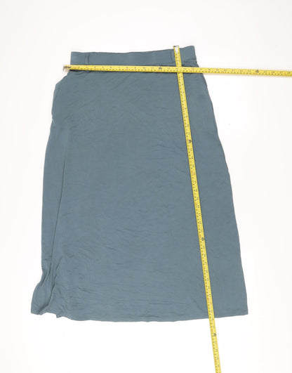 Woolovers Women Blue Midi Straight Skirt M Viscose Elastane