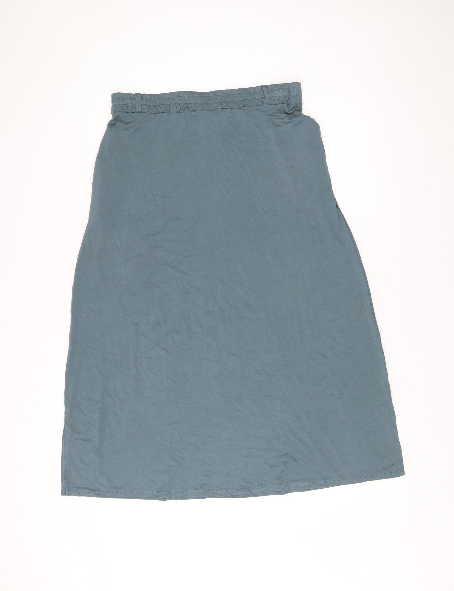 Woolovers Women Blue Midi Straight Skirt M Viscose Elastane