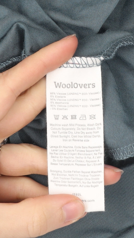 Woolovers Women Blue Midi Straight Skirt M Viscose Elastane