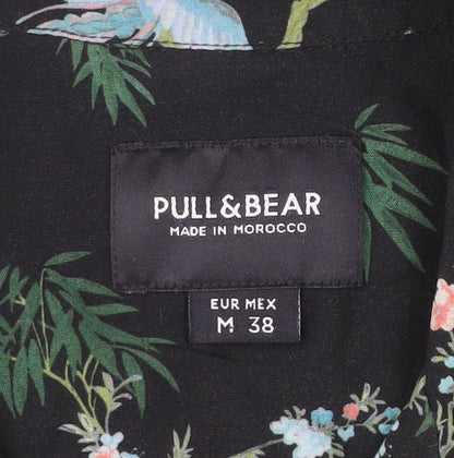 Pull & Bear Men’s Black Tropical Animal Print Shirt M Short Sleeve