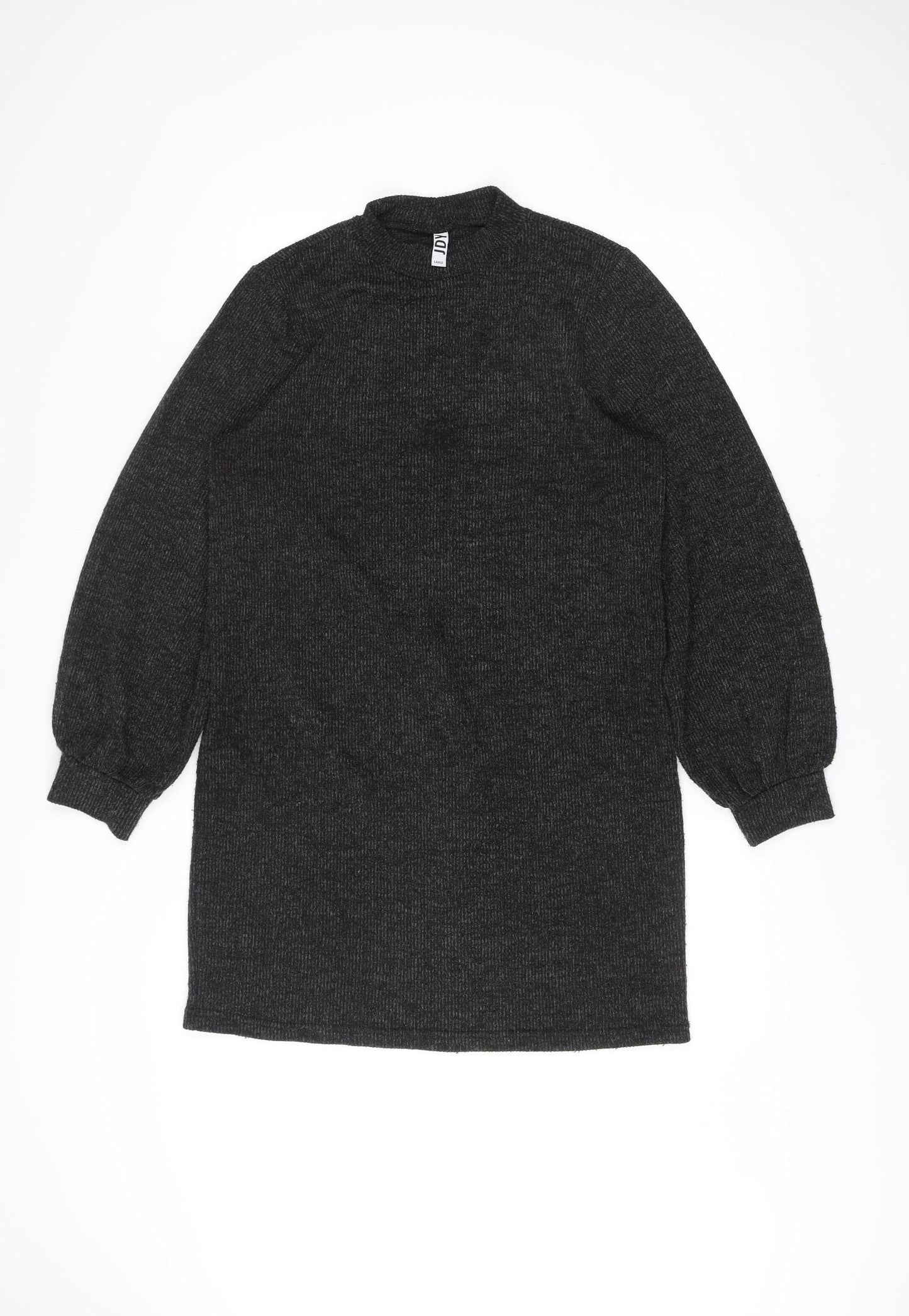JDY Women’s Black Knit Jumper Dress Size L Long Sleeve Mock Neck