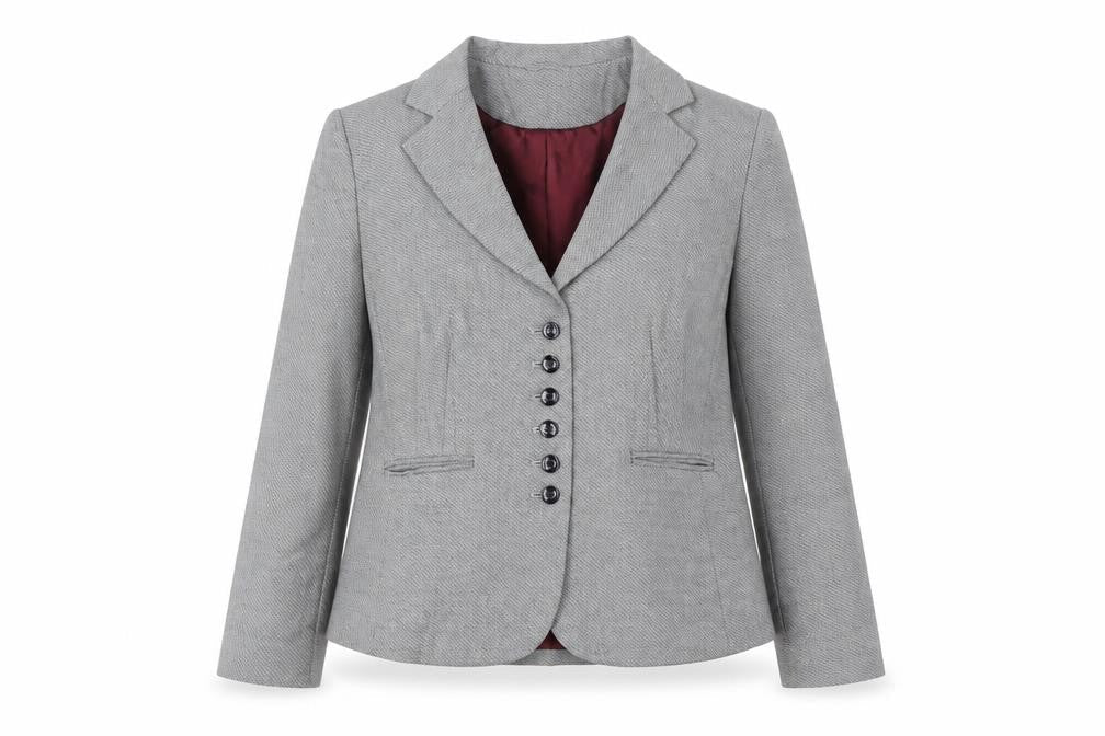 Front view of Papaya Women’s Grey Herringbone Blazer, size UK 16, Tailored Jacket