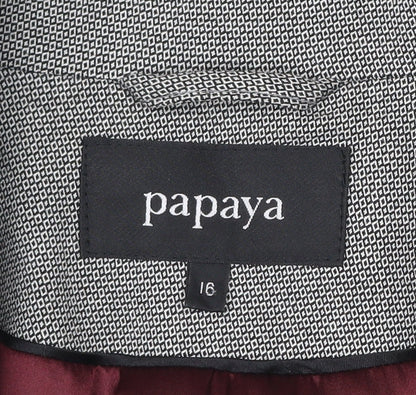 Papaya Women’s Grey Herringbone Blazer Size 16 Tailored Jacket
