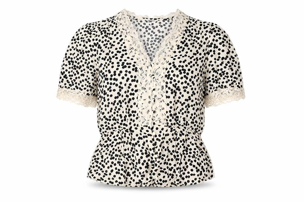 Marks and Spencer Womens Ivory Black Polka Dot Wrap Blouse Size 12