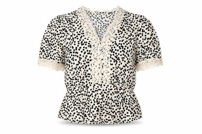 Marks and Spencer Womens Ivory Black Polka Dot Wrap Blouse Size 12