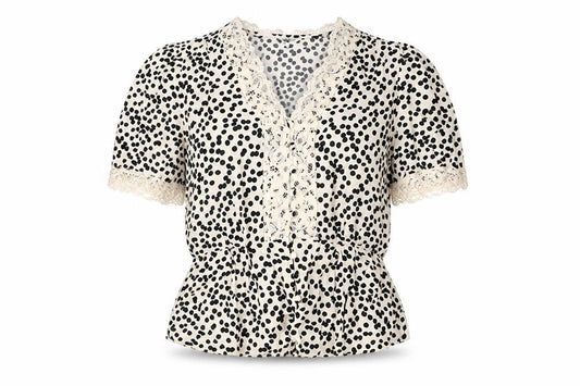 Marks and Spencer Womens Ivory Black Polka Dot Wrap Blouse Size 12