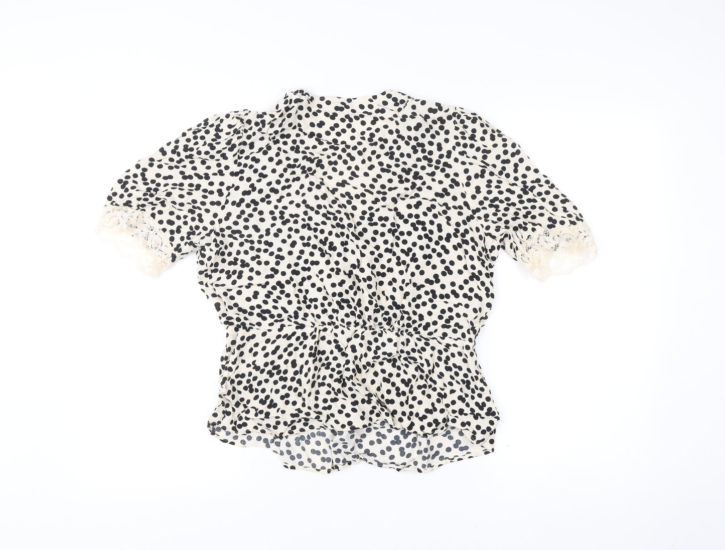 Marks and Spencer Womens Ivory Black Polka Dot Wrap Blouse Size 12