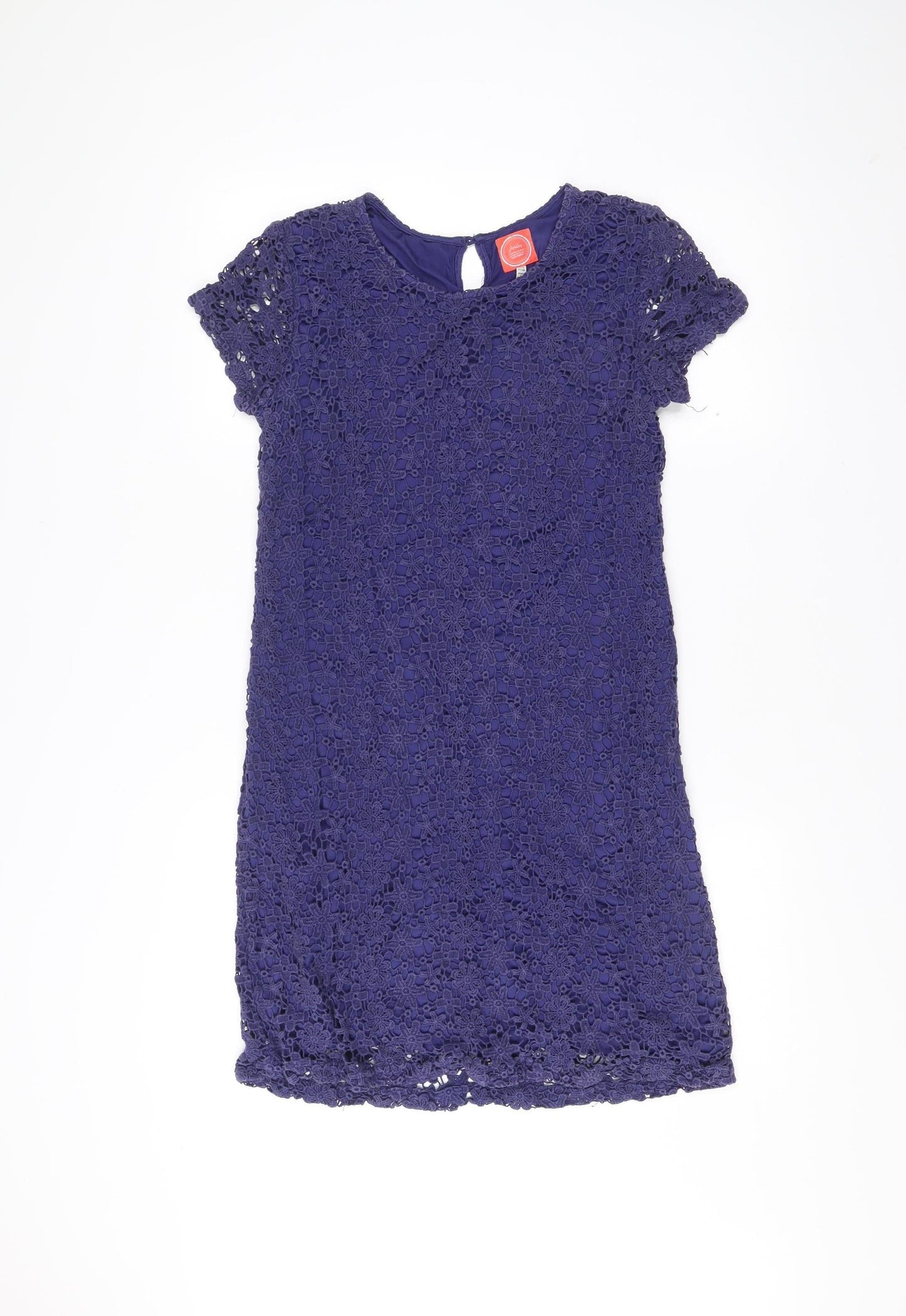 Joules Womens Blue Crochet Lace Shift Dress Size 12