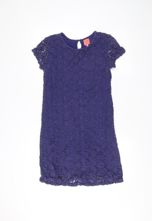 Joules Womens Blue Crochet Lace Shift Dress Size 12