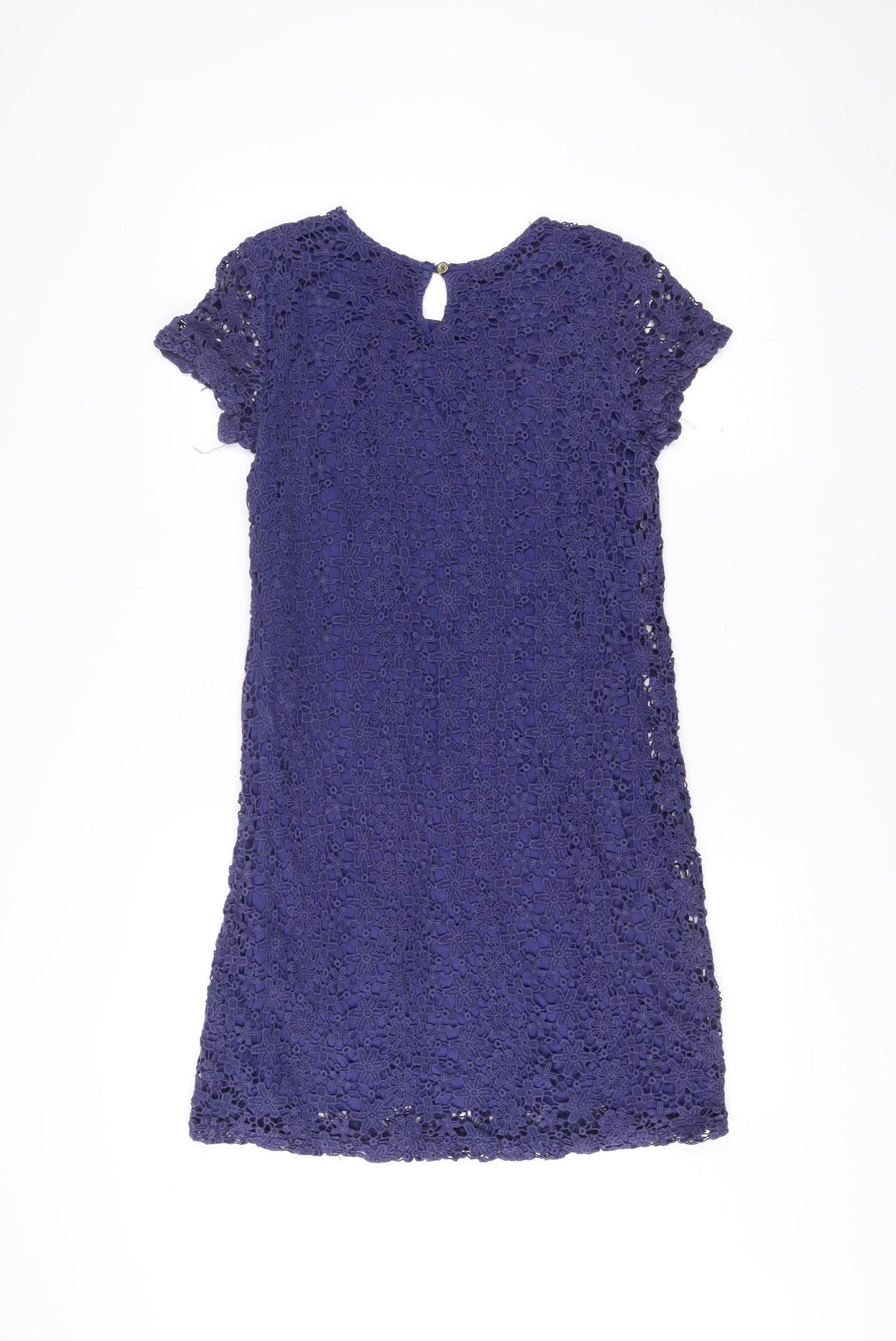 Joules Womens Blue Crochet Lace Shift Dress Size 12