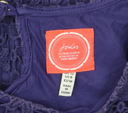 Joules Womens Blue Crochet Lace Shift Dress Size 12