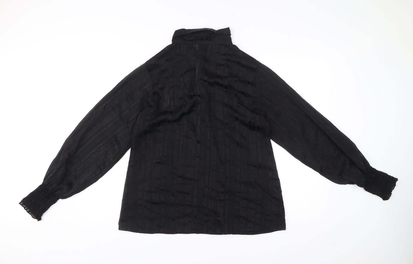 Boohoo Womens Black Button-Up Shirt Size 10 Long Sleeve Casual