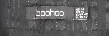Boohoo Womens Black Button-Up Shirt Size 10 Long Sleeve Casual