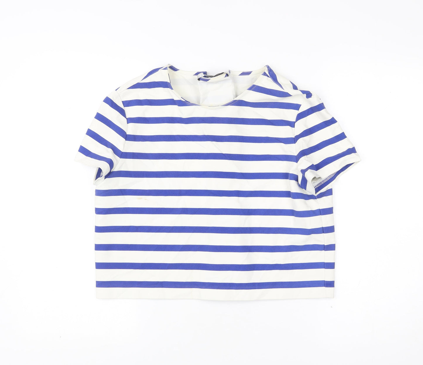 Zara Women’s Blue White Striped Nautical T-Shirt Size L