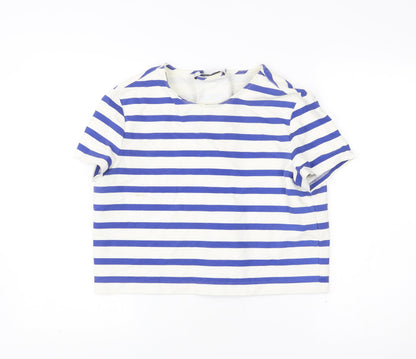Zara Women’s Blue White Striped Nautical T-Shirt Size L