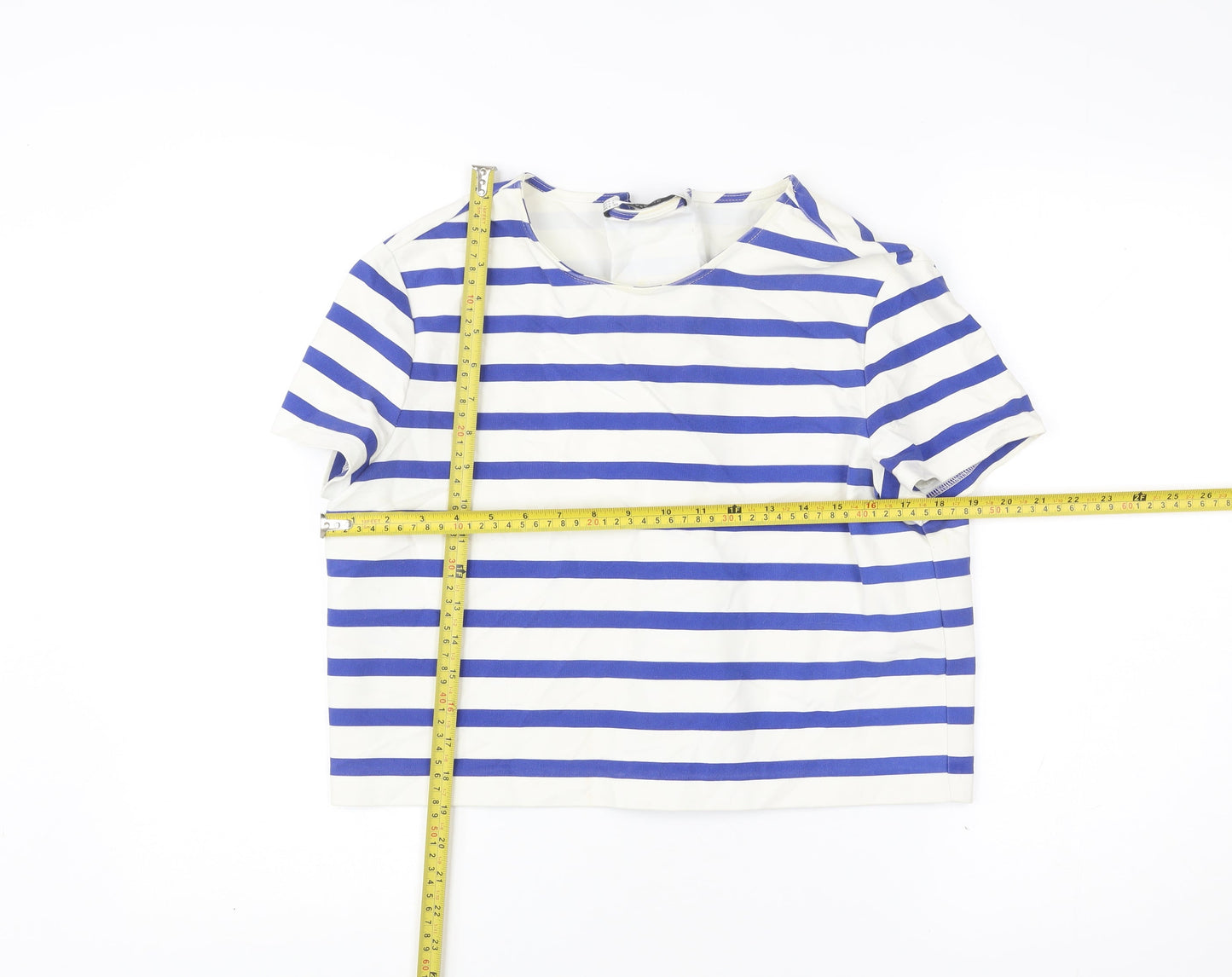 Zara Women’s Blue White Striped Nautical T-Shirt Size L