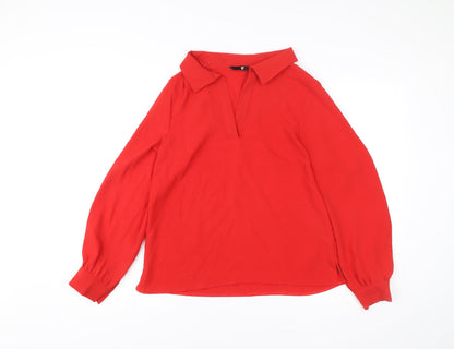 Very Womens Red Long Sleeve Tunic Blouse Size 12 Polyester