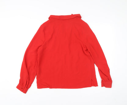 Very Womens Red Long Sleeve Tunic Blouse Size 12 Polyester
