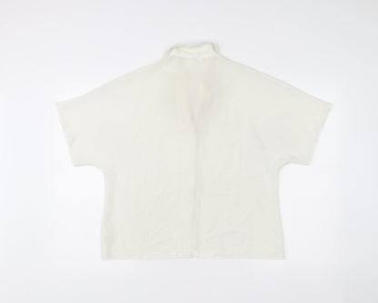 Jamie Oliver Womens Ivory Embroidered Collar Button-Up Blouse Size 14
