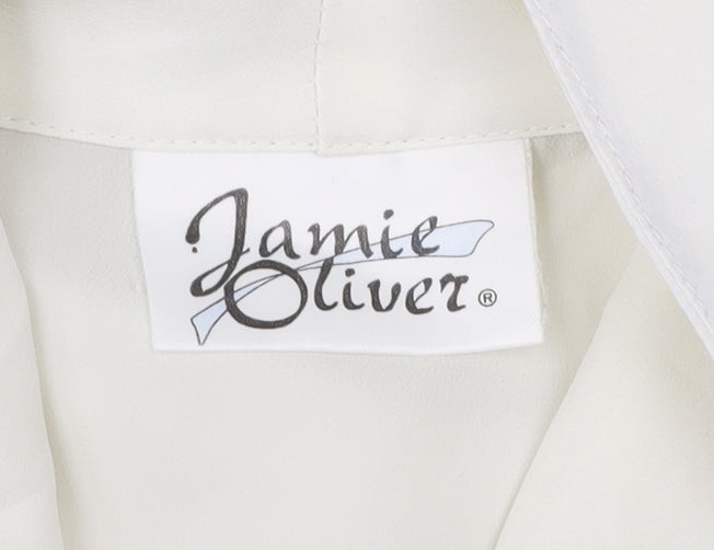 Jamie Oliver Womens Ivory Embroidered Collar Button-Up Blouse Size 14
