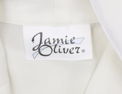 Jamie Oliver Womens Ivory Embroidered Collar Button-Up Blouse Size 14