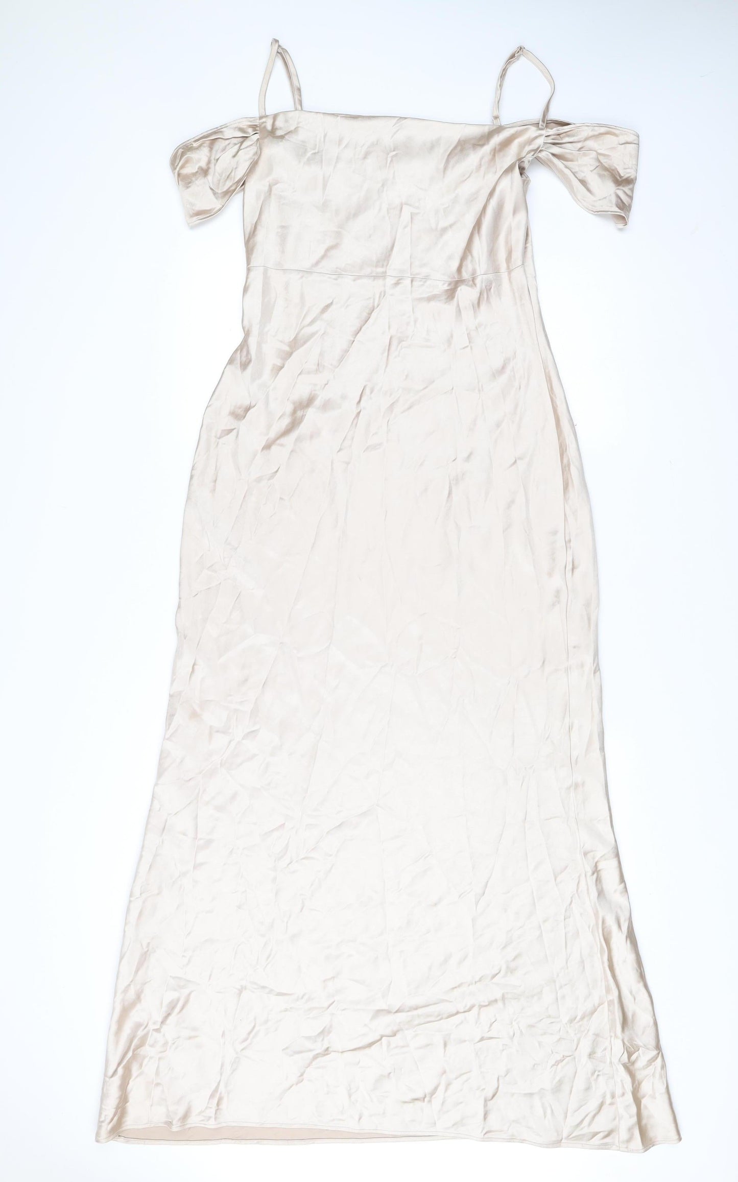 Stylecheat Women’s Beige Off Shoulder Slip Dress Size 12 Long