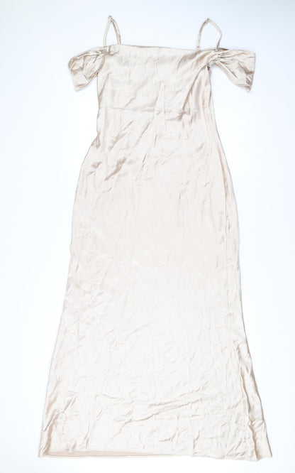 Stylecheat Women’s Beige Off Shoulder Slip Dress Size 12 Long