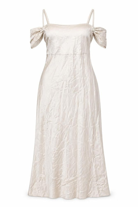 Stylecheat Women’s Beige Off Shoulder Slip Dress Size 12 Long