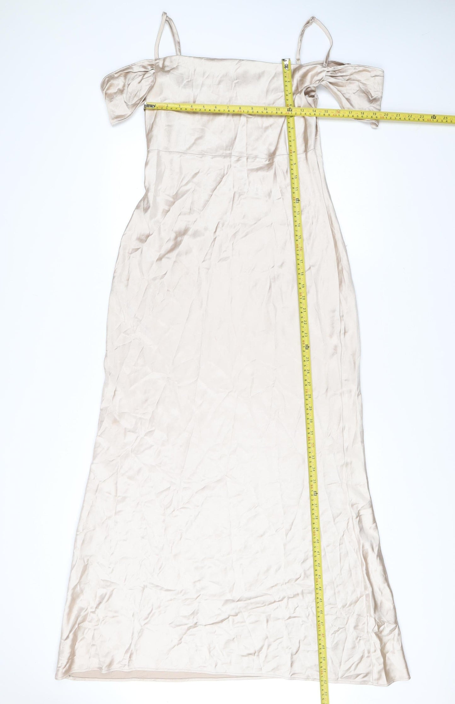 Stylecheat Women’s Beige Off Shoulder Slip Dress Size 12 Long