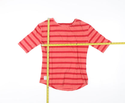 Brakeburn Women’s Red Striped Cotton 3/4 Sleeve Boat Neck T-Shirt Size 10