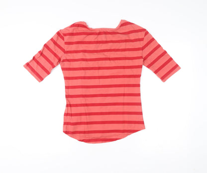 Brakeburn Women’s Red Striped Cotton 3/4 Sleeve Boat Neck T-Shirt Size 10