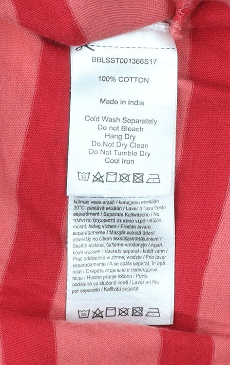 Brakeburn Women’s Red Striped Cotton 3/4 Sleeve Boat Neck T-Shirt Size 10