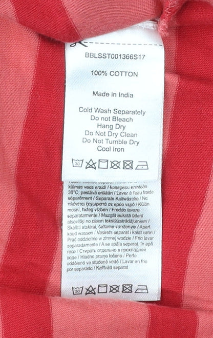 Brakeburn Women’s Red Striped Cotton 3/4 Sleeve Boat Neck T-Shirt Size 10