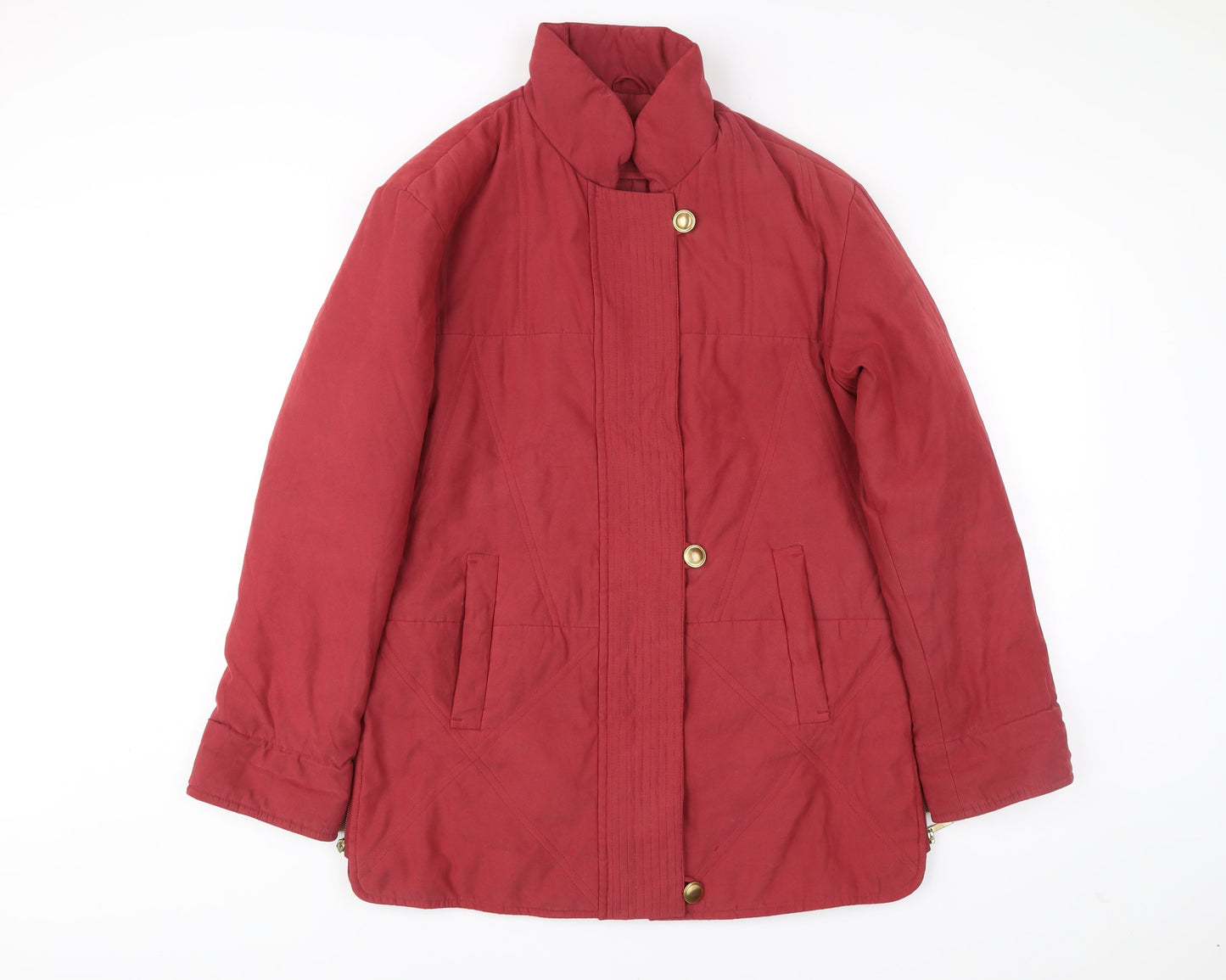 Damart Womens Red Coat Size 14 Mid-Length Lined Overcoat