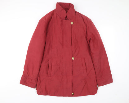 Damart Womens Red Coat Size 14 Mid-Length Lined Overcoat