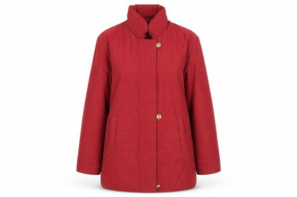 Damart Womens Red Coat Size 14 Mid-Length Lined Overcoat