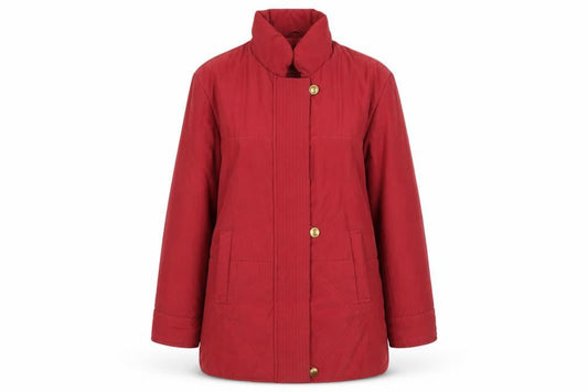 Damart Womens Red Coat Size 14 Mid-Length Lined Overcoat