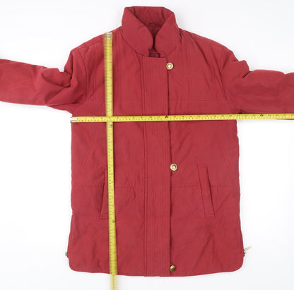 Damart Womens Red Coat Size 14 Mid-Length Lined Overcoat