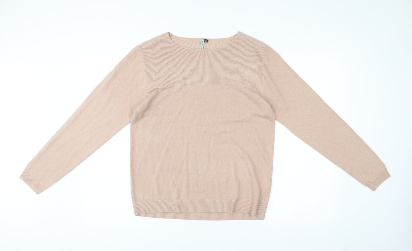 Intuition Womens Beige Jumper Size 12 Crew Neck Long Sleeve Knit