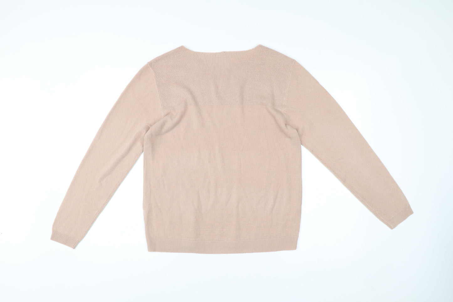 Intuition Womens Beige Jumper Size 12 Crew Neck Long Sleeve Knit