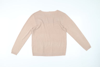Intuition Womens Beige Jumper Size 12 Crew Neck Long Sleeve Knit