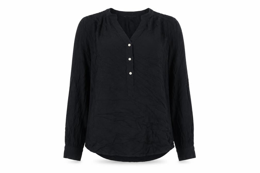 Marks and Spencer Womens Black Viscose Blouse Size 8 Tunic Style