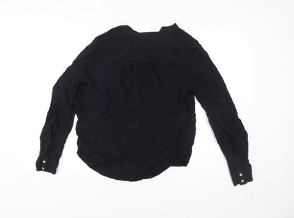 Marks and Spencer Womens Black Viscose Blouse Size 8 Tunic Style