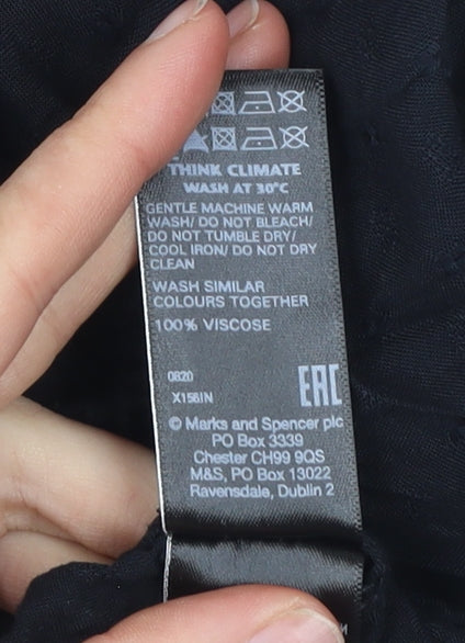 Marks and Spencer Womens Black Viscose Blouse Size 8 Tunic Style