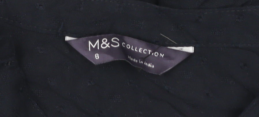 Marks and Spencer Womens Black Viscose Blouse Size 8 Tunic Style